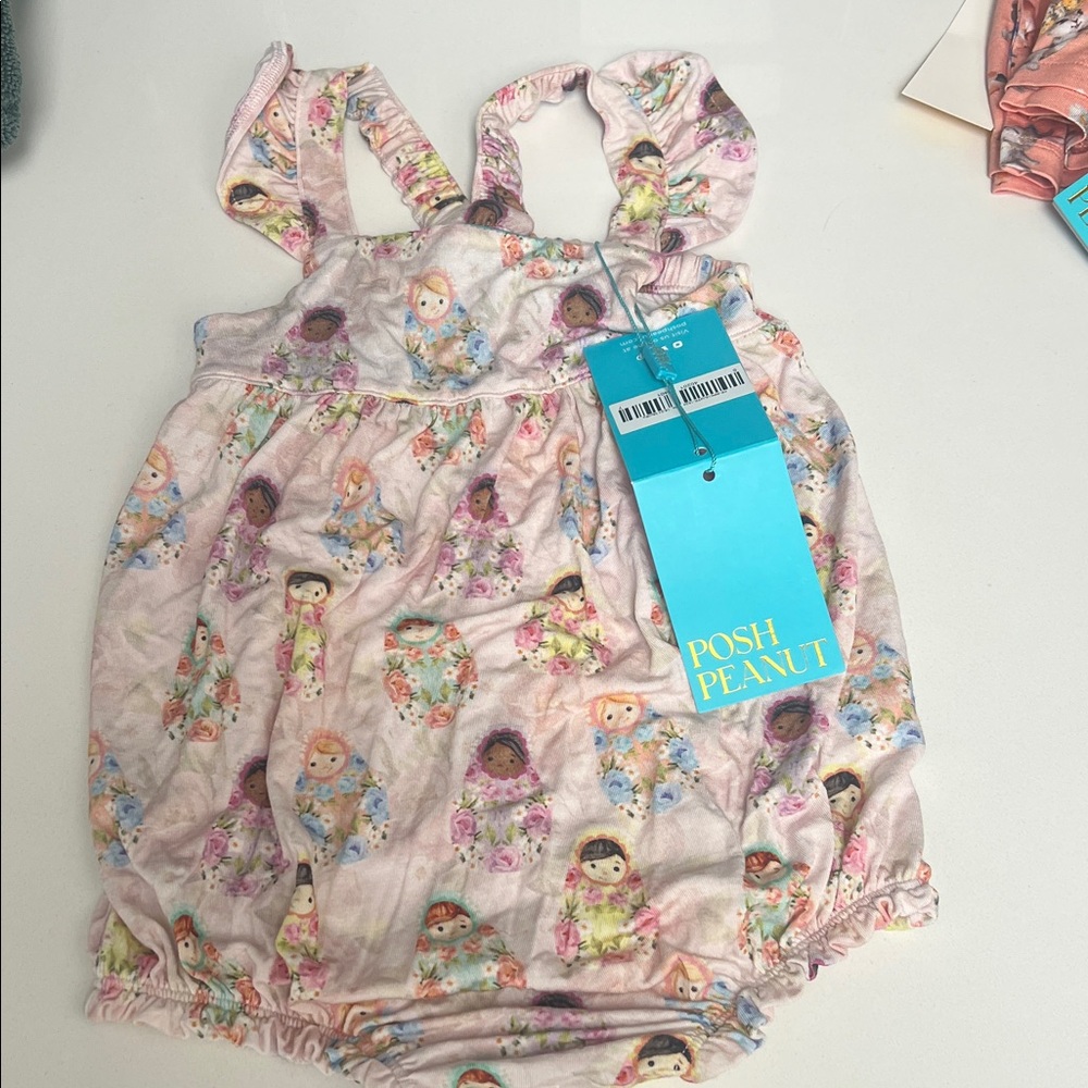 Posh Peanut Pink Romper with Doll Pattern